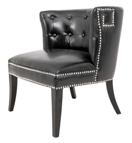 Black Vegan Leather Upholstered Lounge Chair
