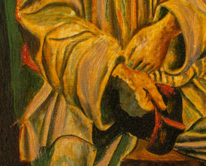 Mid-Century Modern Pierrot Clown Oil on Canvas (8297324511539)
