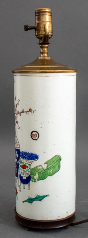 Chinese Roll-Shaped Porcelain Vase / Lamp (8950848225587)