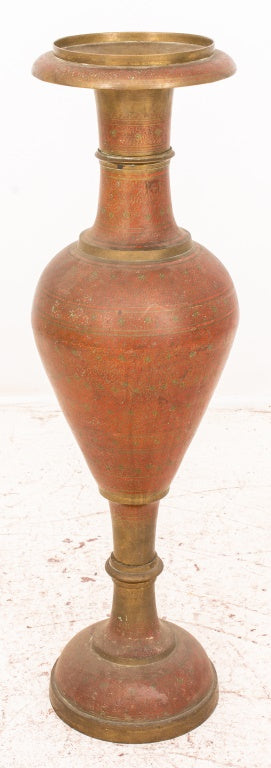 Indian Enameled Copper Baluster Vase