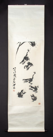 After Qi Baishi Frogs Scroll Painting