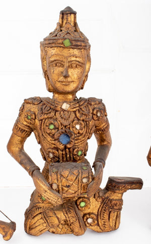 Set of Four Thai Gilt Wood Musician Sculptures (8503758061875)