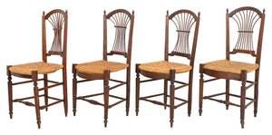 French Provincial Rush Seated Side Chairs, Set of 4 (8315374862643)
