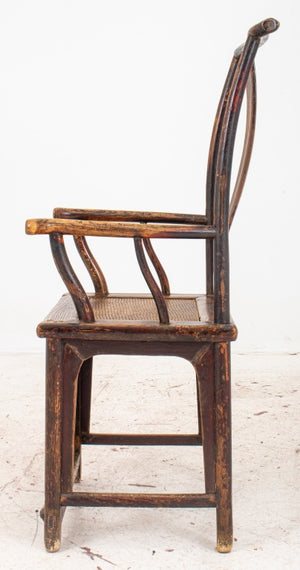 Antique Chinese High Yoke Back Wood Armchair (9128145912115)