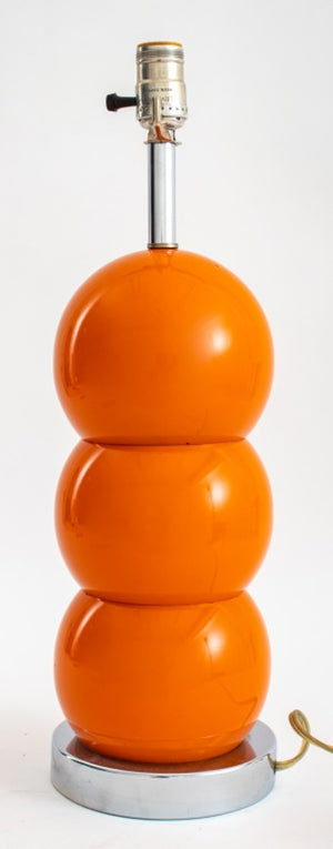 Mod Orange Sacked Ball Table Lamp, 1970s (8330135830835)