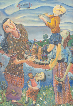 Paul Shimon Judaica Folk Art Gouache on Paper (8467564429619)
