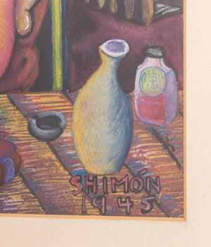 Paul Shimon Judaica Folk Art Gouache on Paper (8467607650611)