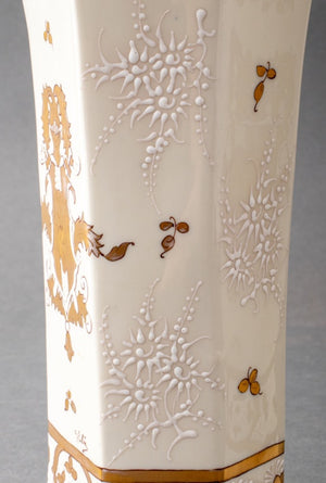 French Cisele Gilt & White Enameled Ceramic Vases (8331964023091)