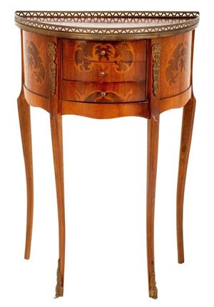 Louis XV Style Demilune Marquetry Nightstand (8358911181107)