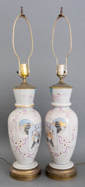 Aesthetic Movement Porcelain Lamps, Pair (8959627788595)