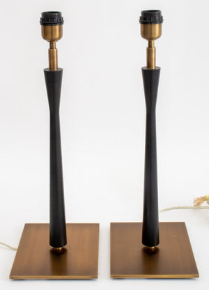 Mid-Century Modern Style Wooden Column Lamps, Pair (8358699434291)