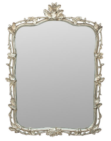 Baroque Revival Oak & Acorn Silvered Wood Mirror