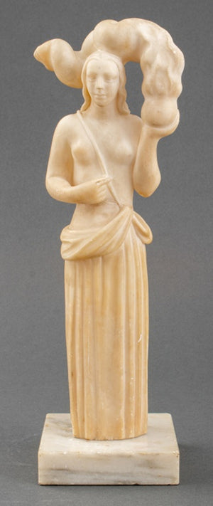 French Art Deco Nude Woman Alabaster Sculpture (8451342336307)
