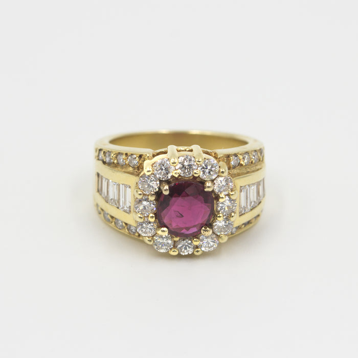 Vintage 14K Gold Ring with Ruby and Diamonds