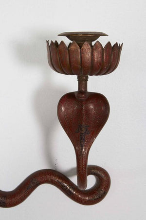 Egyptian Revival Manner Brass Cobra Sconces, Pair (6719723667613)