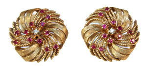Gold Earrings with Rubies (6719745425565)