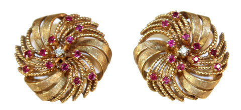 Gold Earrings with Rubies
