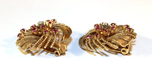Gold Earrings with Rubies (6719745425565)