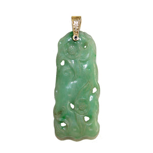 Carved Jade Oblong Pendent with 14K Gold Loop (6719708364957)