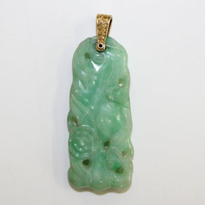 Carved Jade Oblong Pendent with 14K Gold Loop (6719708364957)