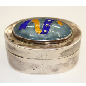 Silver Oval Box with Enamel Dome (6719708266653)