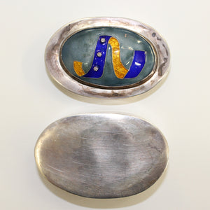 Silver Oval Box with Enamel Dome (6719708266653)