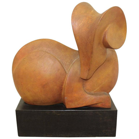 Modern Joseph Martinek Carved Wood Sculptural Ibex