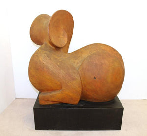 Modern Joseph Martinek Carved Wood Sculptural Ibex (6719710953629)