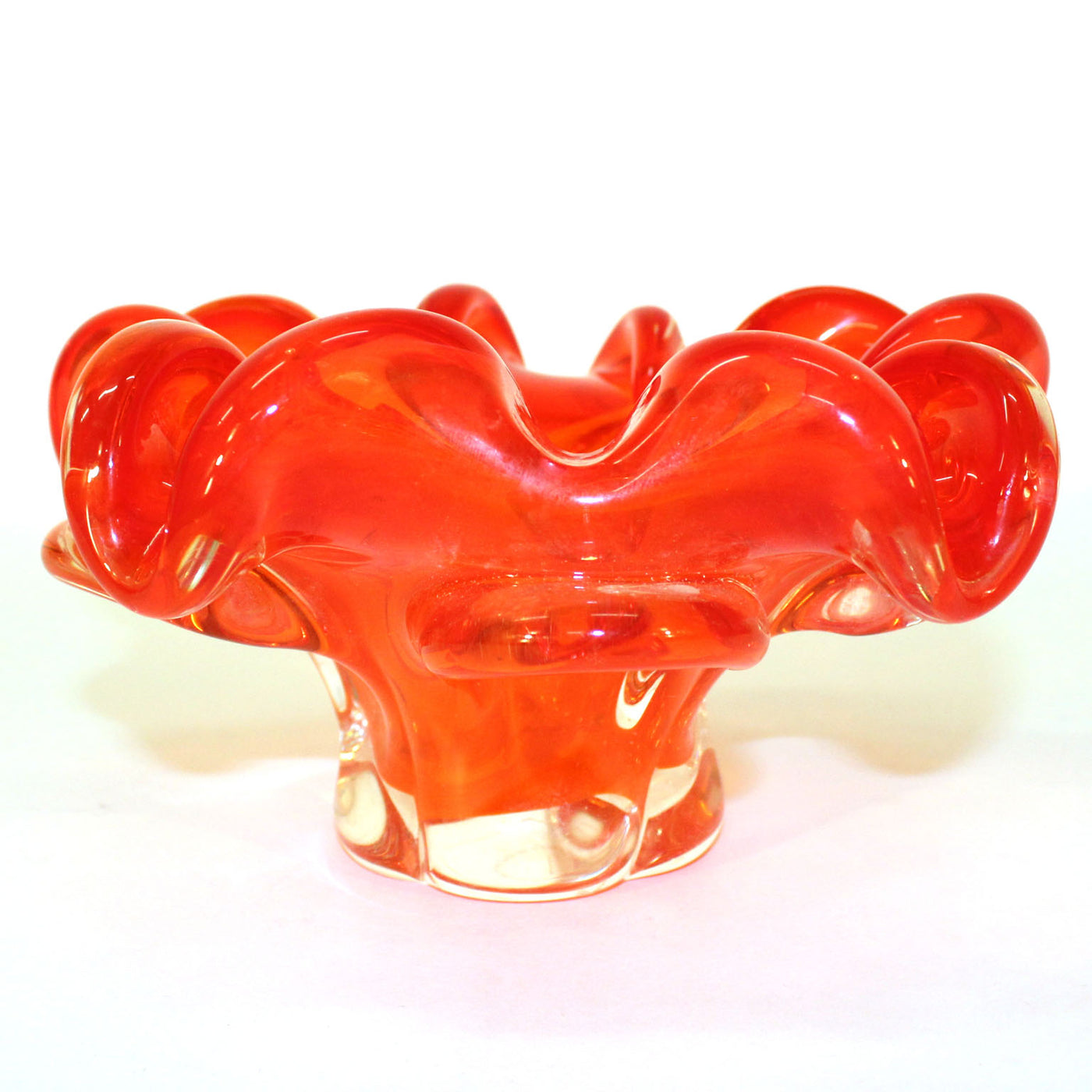 Bekritiseren gesponsord Gewoon overlopen Fiery Orange Murano Glass Flower Bowl-NYShowplace