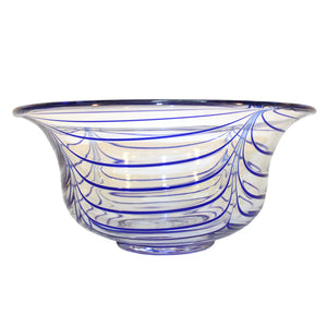 Mid-Century  Italian Clear Glass Bowl with Blue Stripes (6719730712733)