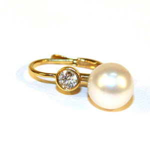 Pearl And Diamond Earrings in Gold  (6719832850589)