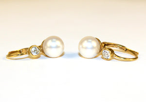 Pearl And Diamond Earrings in Gold  (6719832850589)