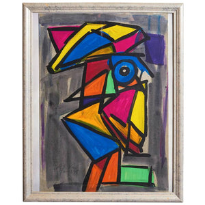 Cubist Oil 'Abstract Face' by Peter Keil, Signed (6719715377309)