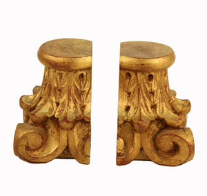 Neoclassical Column Head Gilt-wood Bookends (6719821021341)