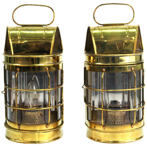 Mid-Century Modern Brass Lantern Wall Sconces (6719904612509)