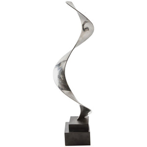 Modernist Abstract Twisting Ribbon Sculpture in Chromed Metal (6719910281373)