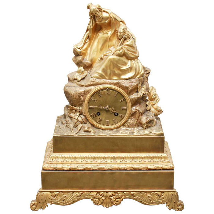 Charles Pickard French Neoclassical Revival Ormolu Gilt Bronze Mantel Clock