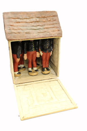 Paper Mache Police Skittles Bowling Pin Set and Police Headquarters Box 1850s (6719724945565)