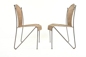 Pair of Frederick Weinberg Wicker iron Chairs (7585297367197)