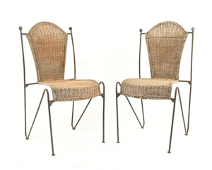 Pair of Frederick Weinberg Wicker iron Chairs (7585297367197)