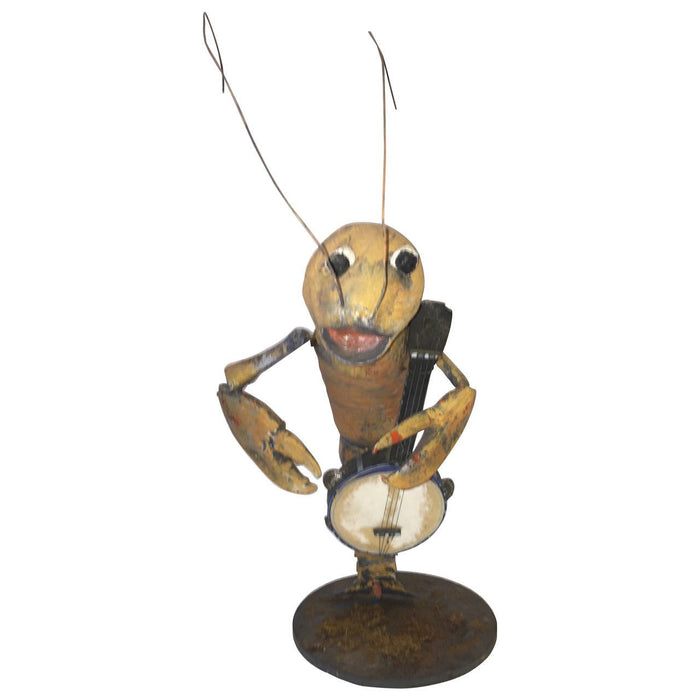Americana Folk Art Lobster Playing Banjo Automaton