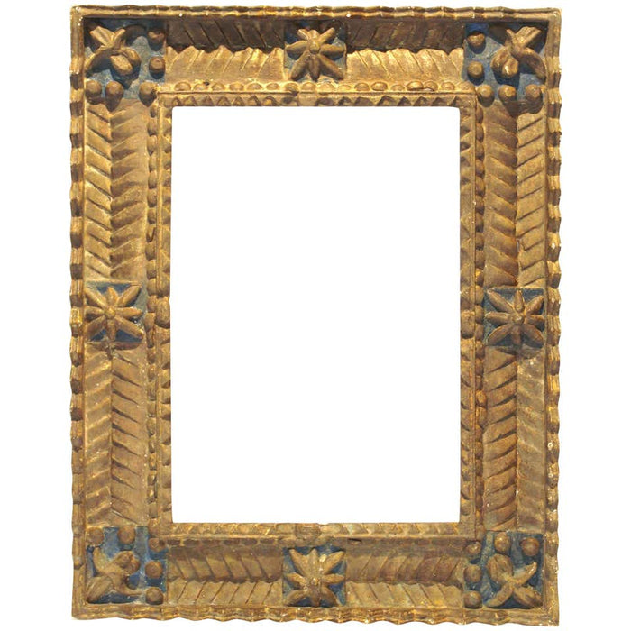 Spanish Colonial Baroque Deeply Carved Geometric Wood Frame
