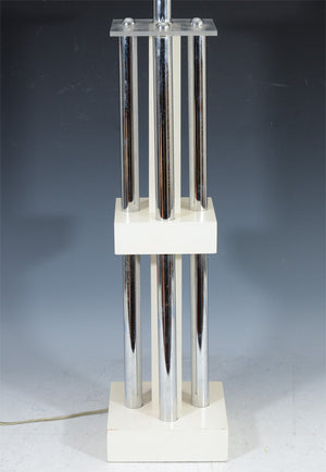 1970s Modernist Chrome and Lucite Column Table Lamp (6719547637917)
