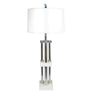 1970s Modernist Chrome and Lucite Column Table Lamp (6719547637917)