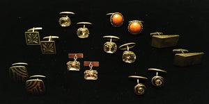 Vintage Soviet  Gilded Silver Cufflinks with Semi-Precious Stones (6719741165725)
