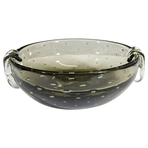 Mid-century Smokey Gray ‘Bullicante’ Bubble Glass Bowl by Carl Erickson