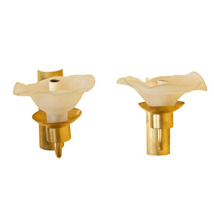 Hollywood Regency 'Moonflower' Satin Glass and Brass Sconces, Pair (6719698665629)
