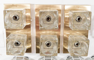 German Circa 1970's Glass Cube Wall Sconce on Brass by Peill & Putzler (6719582142621)