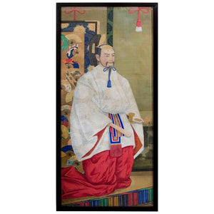 Meiji Period Japanese Imperial Painting on Silk with Man in White and Red (6719675859101)