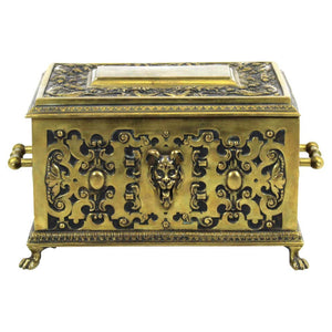 American Aesthetic Movement Ornate Cast Bronze Casket Humidor Box with Grotesque (6720002785437)